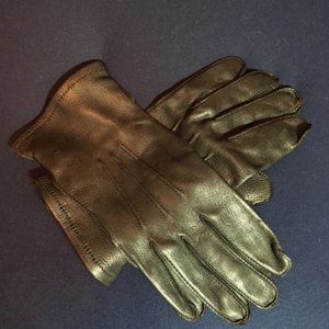 Black Deerskin Leather Adjustable Gloves Men's Small